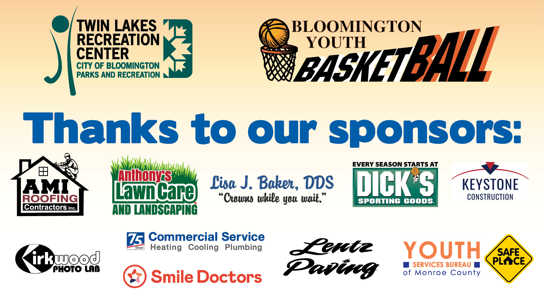 Sponsors of the 2022 Bloomington Youth Basketball league graphic