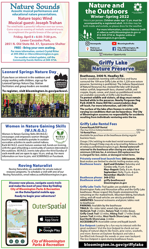Nature and the Outdoors flier image Winter Spring 2022