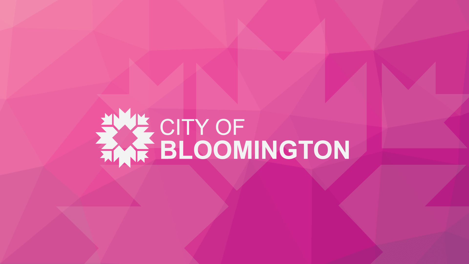 City logo on bright pink background