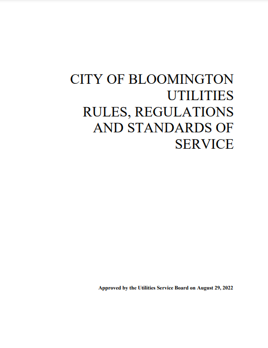 City of Bloomington Utilities Rules, Regulations, and Standards of Service