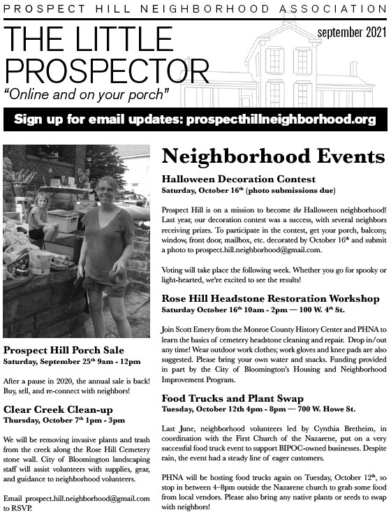 Prospect Hill NA newsletter