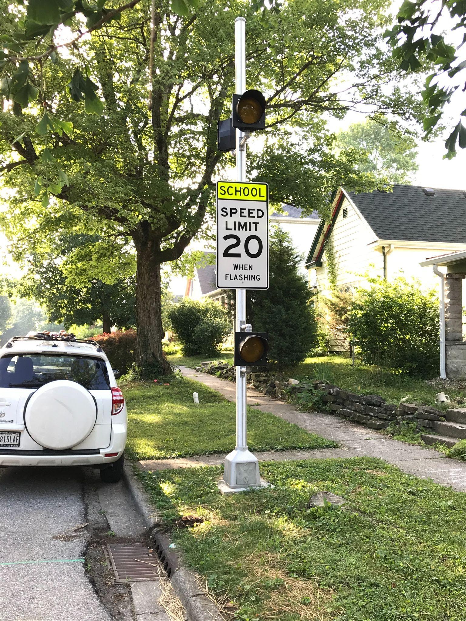 Examples of new School Speed Zone Signs and Flashing Beacons