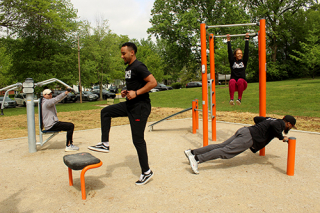 Fitness station in Bryan Park