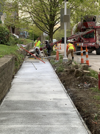 New sidewalk being poured