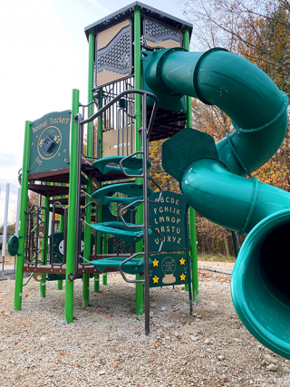 Slide and tower at Winslow Woods playground