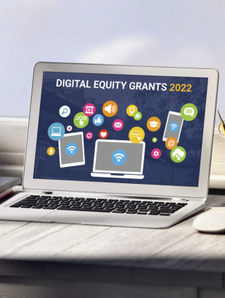 Digital Equity Grant Graphic on Laptop Screen