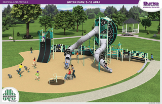 Artist rendering of new Bryan Park playground February 2024