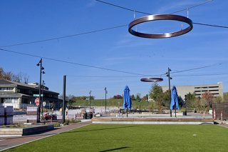 Ring light and artificial turf at Hopewell Commons during construction in October 2024