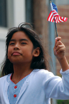 Girl with American flag