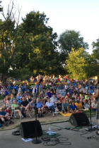 Carrie Newcomer plays to a large crowd at the Waldron, Hill and Buskirk Park