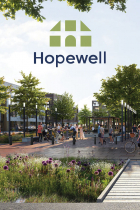 Hopewell logo on rendering of street scene