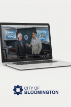 A video of Mayor Hamilon and Deputy Mayor Griffin on a laptop