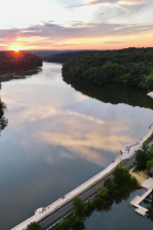 Griify Lake from the air at sunset