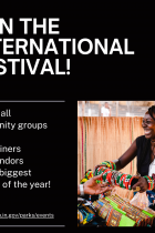 Join the International Festival 2024 graphic call for artists, food vendors and entertainers